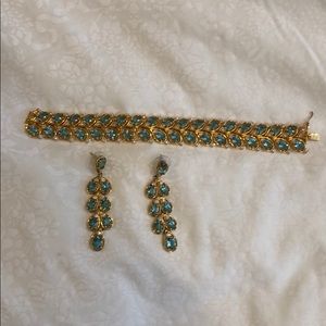 Vermeil blue topaz bracelet and drop earrings.